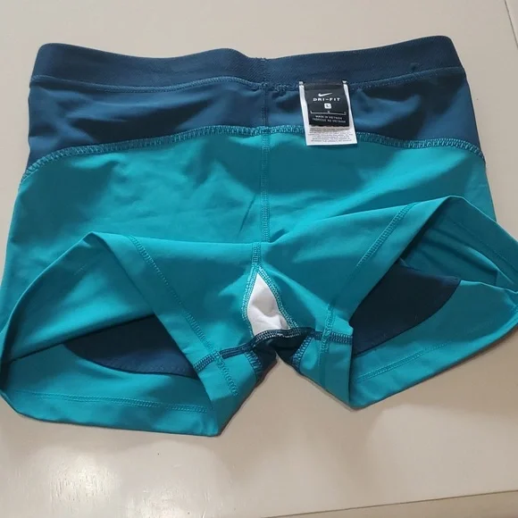 Nike Pro Blue and Teal Athletic Shorts - Picture 3 of 5
